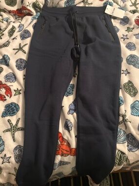 Men's Dark Blue Zip-Pocket Jogger Sweatpants